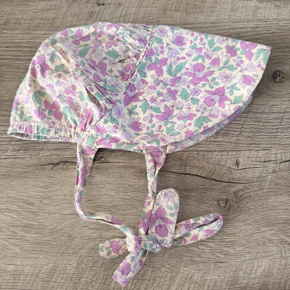 Purple Lilac Floral Sun Bonnet Small Child Size Pioneer Style Handmade Frontier